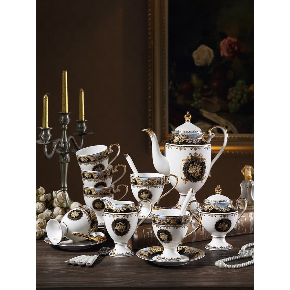 Estilo europeu estilo palácio osso China conjunto de café luxo chá da tarde conjunto casa cerâmica xícara café pires con