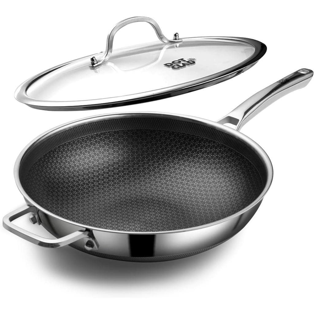 Panela Wok DOTCLAD, Wok Híbrido de 13 polegadas com Tampa, Utensílio de Cozinha Livre de PFOA, Woks e Panelas Antiaderen