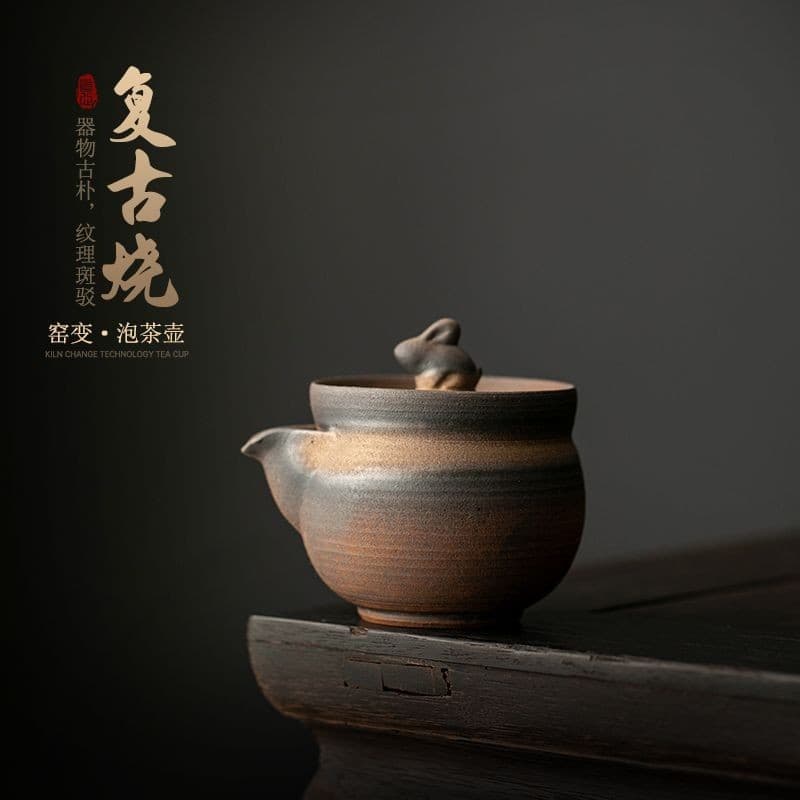Bule de grés antiquado Retro chinês artesanal grande bule de mão doméstico bule de cerâmica único pote bule