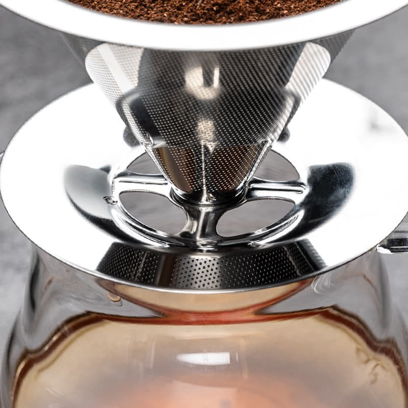Cafeteira de filtro de aço inoxidável 304 para preparação manual de café, funil de filtro, copo de filtro para uso domés