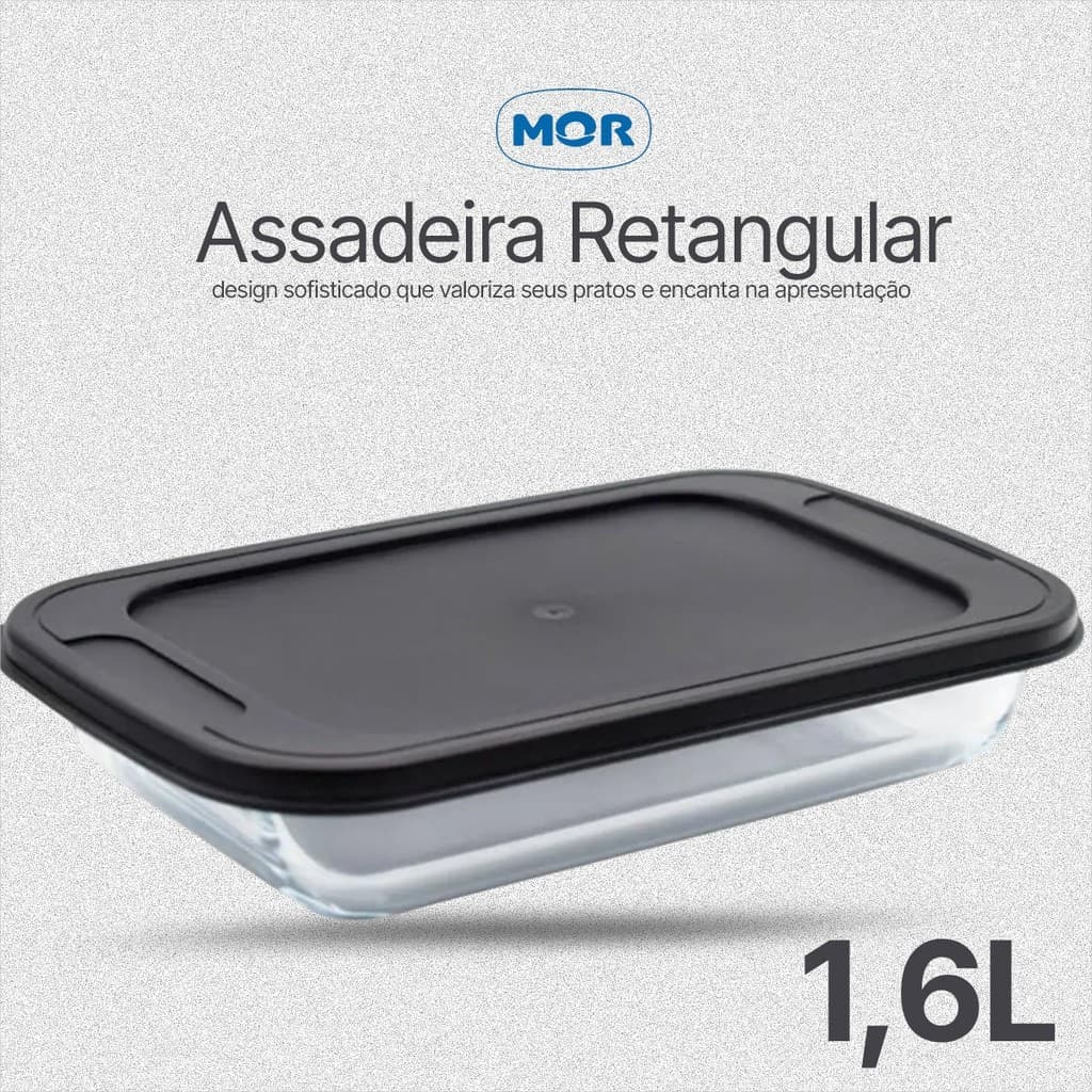 Travessa Assadeira Vidro Mor Retangular 1,6L Para Forno