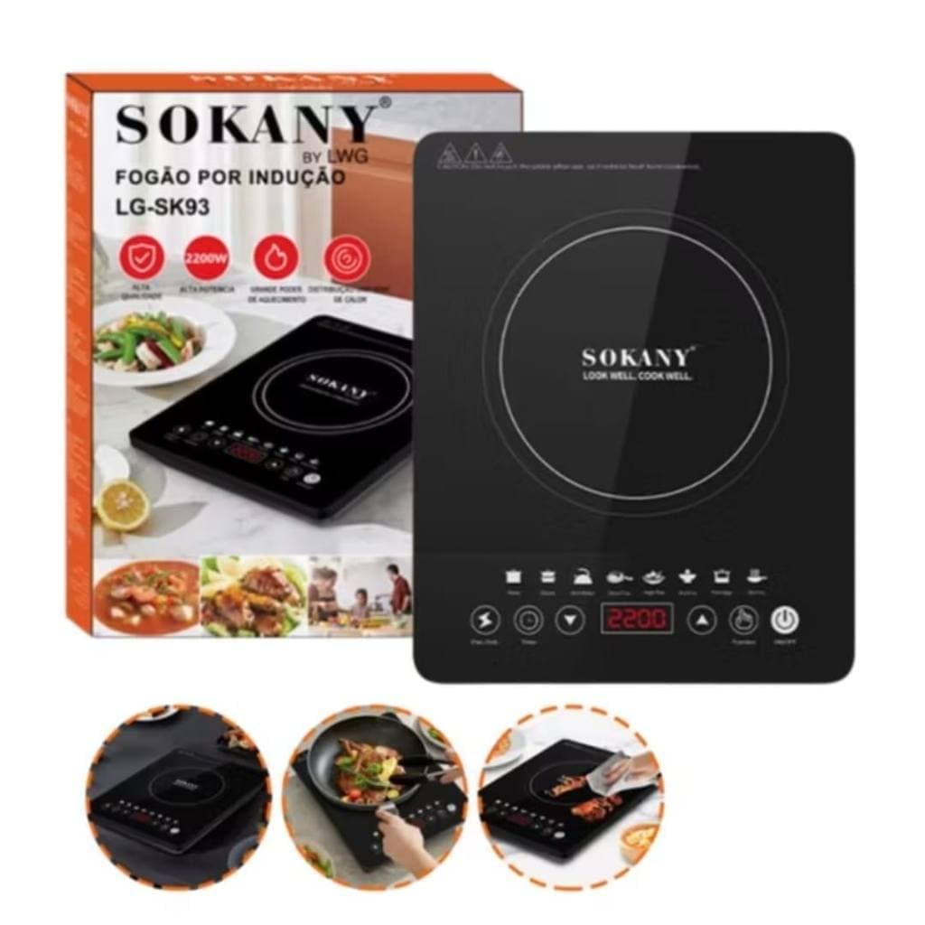 Fogão Elétrico Cooktop de Indução Portátil 1 Boca Cristal 127V ou 220V