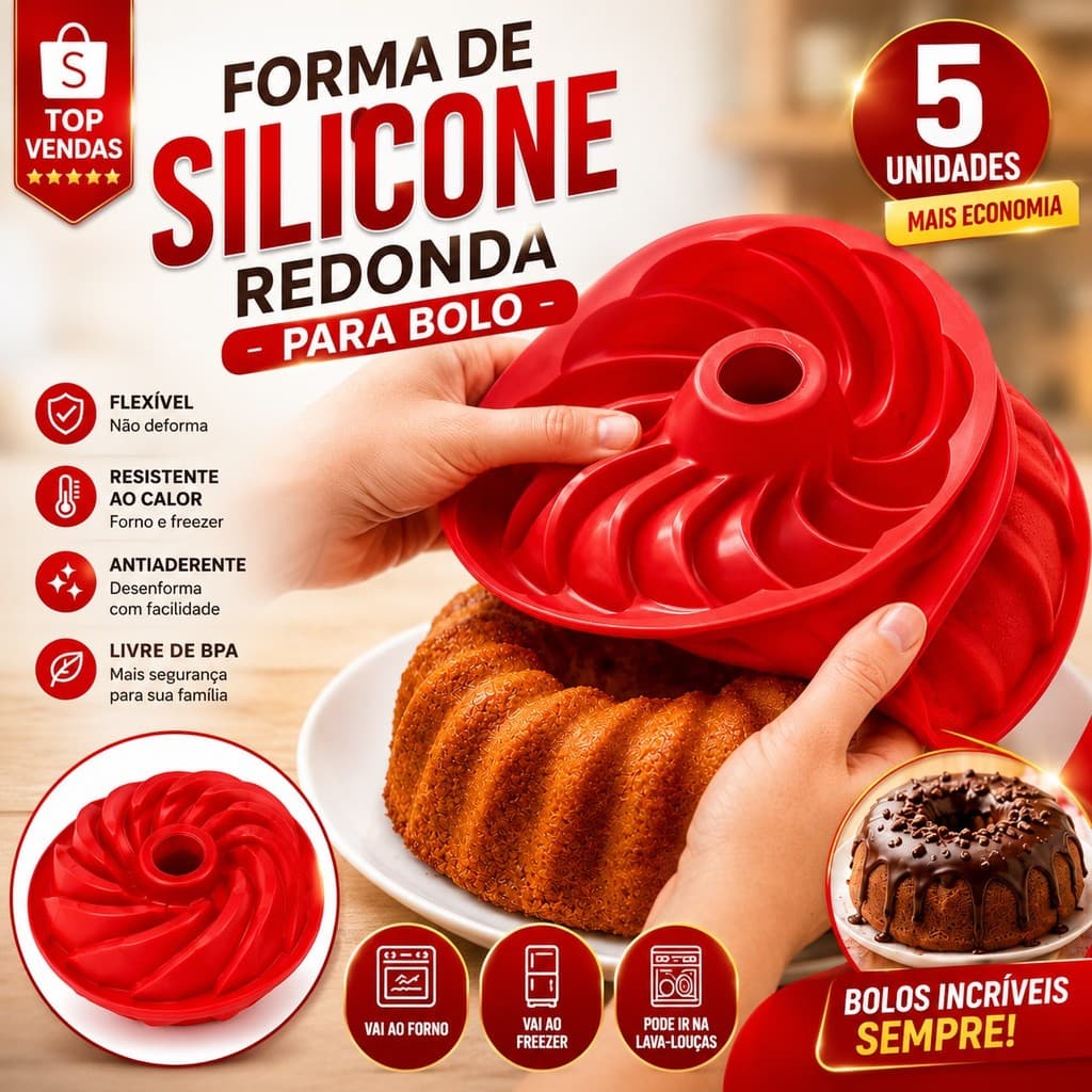 Forma de Silicone Assadeira Redonda Torta Pudim Sobremesas Culinária formas assadeiras 17CM
