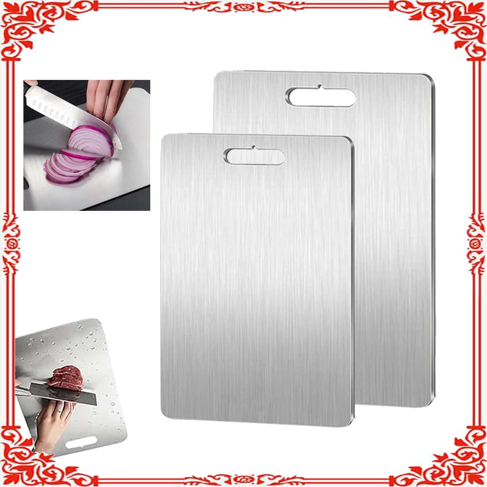 Tábua de corte de aço inoxidável Conjunto de 2 peças Tábua de corte Tábua de corte de cozinha Tábua de corte de frutas