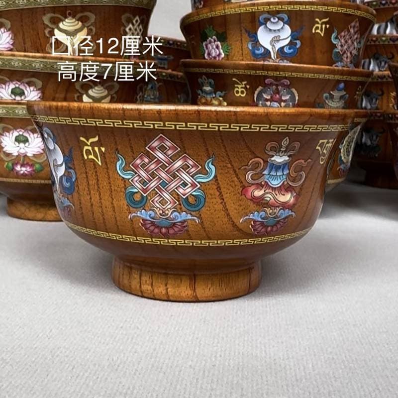 Diameter 12cm New Wooden Bowl Rice Bowl Tableware Anti-Scald Insulation Solid Wood Milk Tea Bowl OjA1