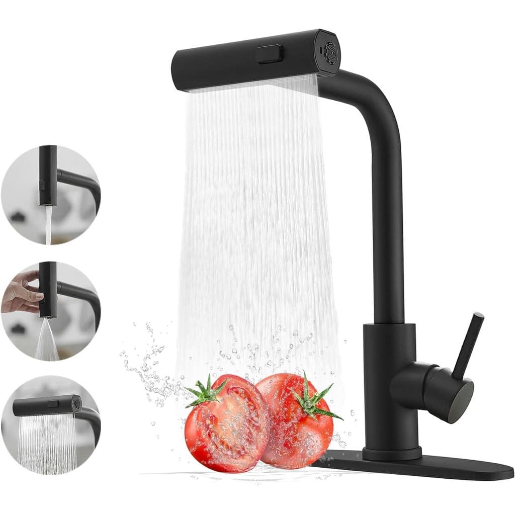 Torneira de cozinha com pulverizador retrátil, torneira de pia de cozinha estilo cascata, torneira de cozinha comercial 