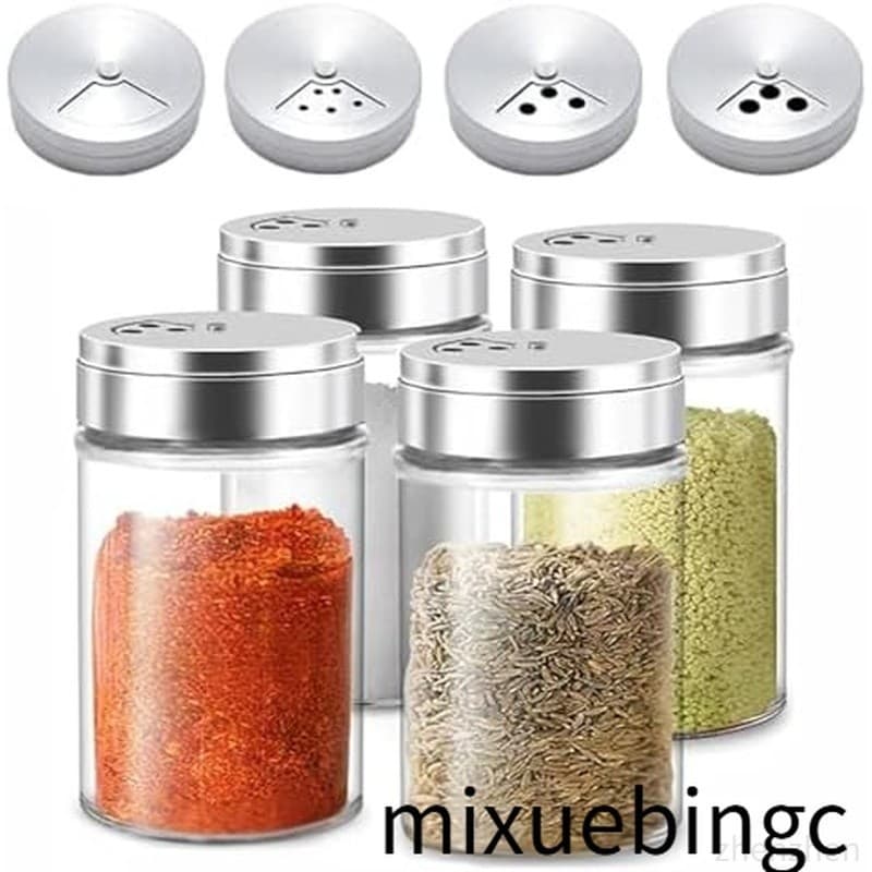 Conjunto De Saleiros E Pimenteiros , 4 Unidades , Com Tampa De Aço Inoxidável , Saleiro De Vidro Pimenta Pimenteiro