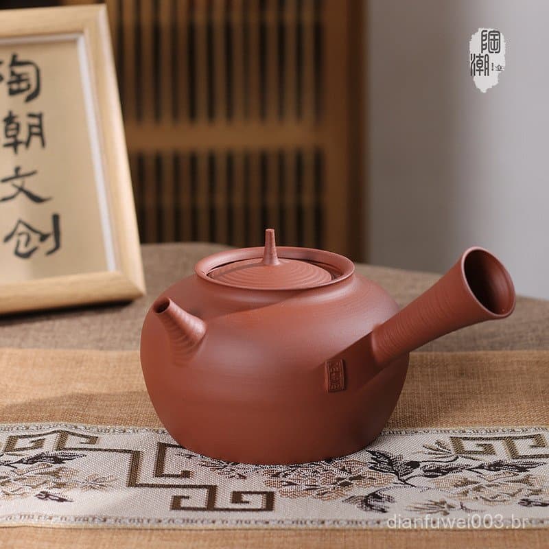 Bule de chá Kungfu de Chaozhou em argila vermelha, bule de argila arenosa, bule de cerâmica, bule para ferver água e pre