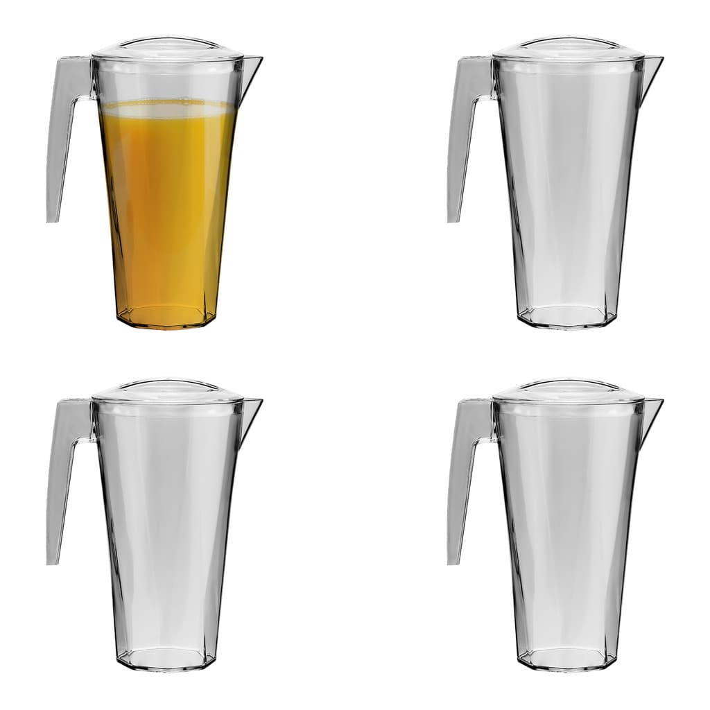 Jarra de Suco Com Tampa ELEGANTE 1,5L KIT 4PÇS Jarra Suco Jarra de Suco Acrílico SUPER RESISTENTE