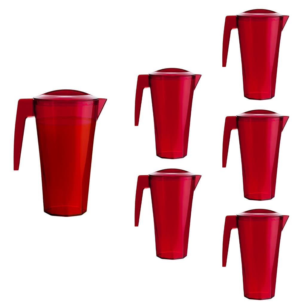 Jarra de Suco Com Tampa ELEGANTE 1,5L KIT 6PÇS Jarra Suco Jarra de Suco Acrílico SUPER RESISTENTE