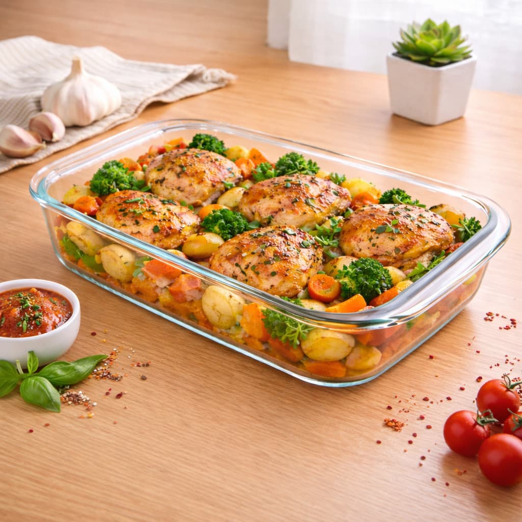 Assadeira de Vidro Retangular de 1L – Travessa Smooth Ideal Para Forno e Mesa Posta (25cm x 14cm)