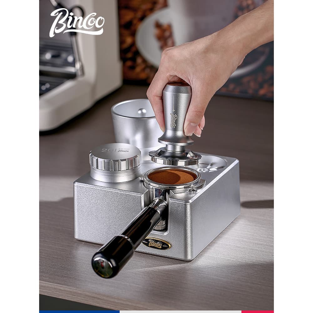Bincoo café em pó martelo Base conjunto máquina de café 51/58mm dispensador de pó conjunto de três peças utensílios de c