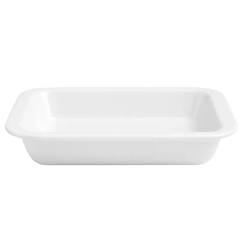 Travessa Refratária Cerâmica Retangular Assadeira para Servir Multiuso Forno e Micro-ondas (Branco, 1150ml)