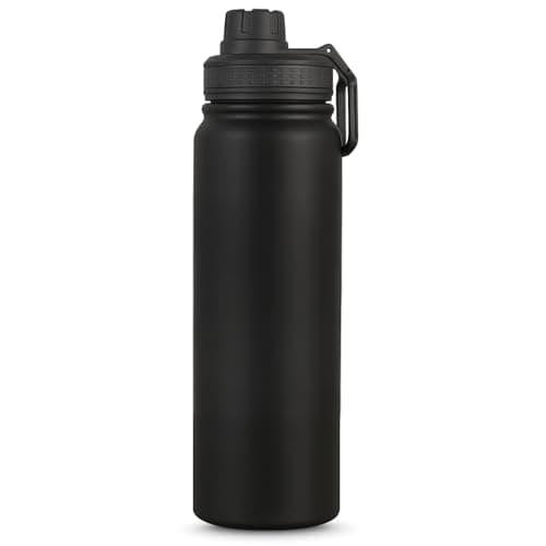 Garrafa Térmica 800ml de Inox, Parede Dupla, Isolamento a Vácuo, Bico Antivazamento, Com Alça, Mantém Quente e Gelado (Preta)