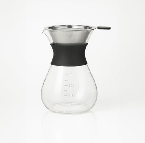 Passador de Café Cafeteira em Vidro Com Filtro Inox 600ml