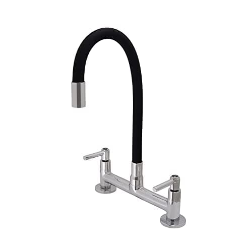 Torneira Misturador Cozinha Mesa Tubo Flexível Preto 1/4 de Volta Metal Água Quente e Fria