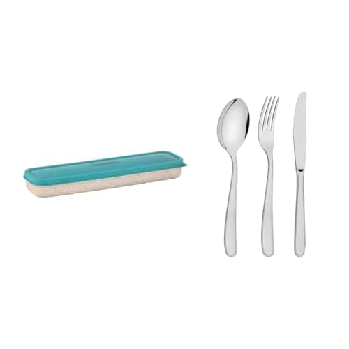 Conjunto Talher Aco Inox Com Estojo Tampa Verde Tramontina
