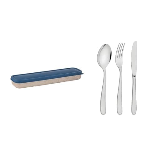 Conjunto Talher Aco Inox Com Estojo Tampa Azul Tramontina