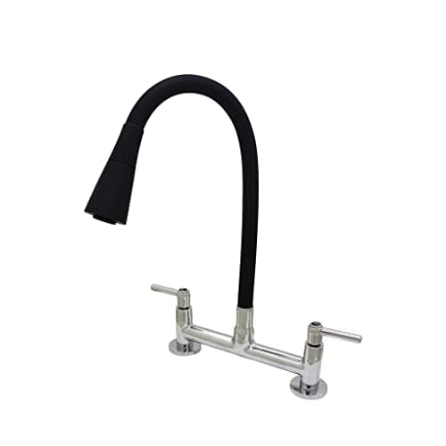 Torneira Misturador Gourmet Cozinha Bancada Flexível Preto Duplo Jato Água quente e Fria