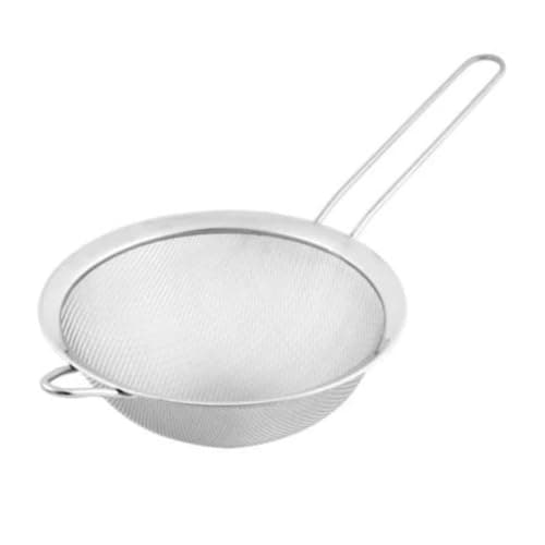 Peneira De Inox Com Cabo Longo Utensílio De Cozinha Em Aço Inoxidável Fácil De Limpar Ideal Para Coar Polvilhar Peneirar Alimentos Durável Com Suporte Para Panelas e Travessas
