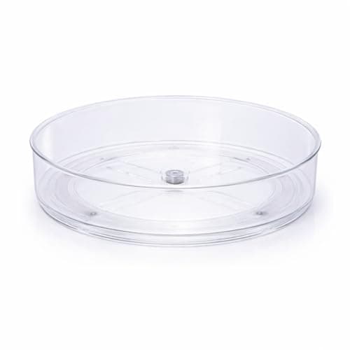 Organizador Giratório Redondo Transparente 18x18x4 cm – Paramount Plásticos, Ideal para Despensa, Geladeira, Armário