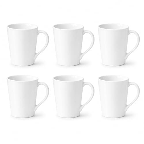 Kit 6 Canecas de Porcelana Tulipa 250ml para Café e Chá Jogo de Caneca Grande Empilhável Ideal para Chocolate Quente e Café Expresso Budamix Branco