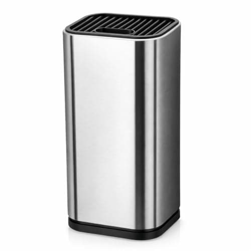 Cepo Porta Facas Universal em Aço Inox Organizador de Cozinha Sem Lâmina para Diferentes Tamanhos Compacto e Moderno