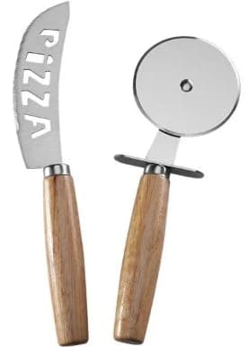 Kit Cortador de Pizza Profissional com Faca e Roda de Aço Inox – Cabo de Madeira Ergonômico, Ideal para Massas, Pizzas e Pastel – Utensílio de Cozinha Gourmet