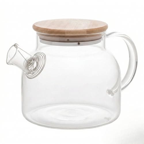 Bule de Chá de Vidro Borossilicato com Filtro Inox e Tampa de Bambu – Chaleira Resistente ao Calor, Pode Ir ao Fogo, Ideal para Chá, Infusões e Ervas – Bule Transparente Premium