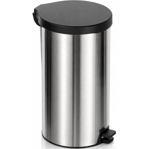 Lixeira de Aço Inox 20 Litros com Pedal Antiderrapante e Tampa em Polipropileno Ideal para Cozinha Banheiro Escritório Premium