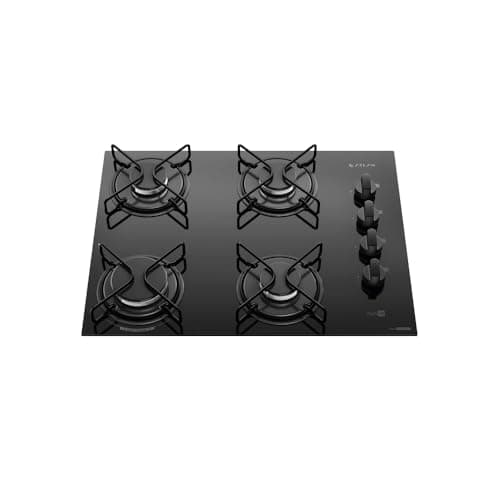 Cooktop 4 Bocas Preto Mesa de Vidro Atlas Agile Up Mega Chama Bivolt