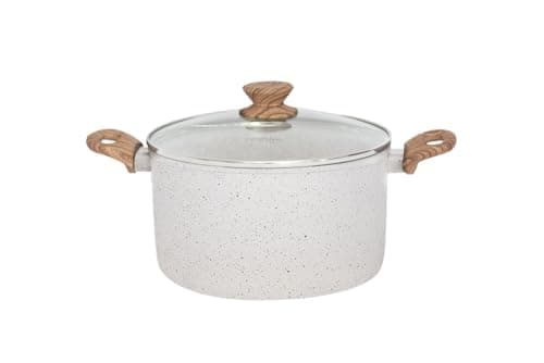 Mimo Style, Panela Caldeirão em Aço Inox com Tampa de Vidro com Saída de Vapor Style Cook, Mármol 24 cm