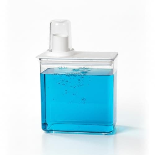 Dispenser 1,3L Branco - Organizador de Cozinha e Lavanderia, Recipiente para Sabão Líquido, Amaciante, Sabão em Pó e Líquido, Tira Manchas