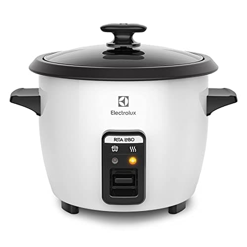 Electrolux RCB50 - Panela Elétrica vapor arroz, capacidade 1,3L, 7 xícaras manter aquecido, panela removível antiaderente, tampa vidro, 127v, por Rita Lobo, branca