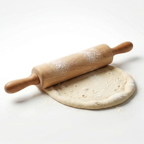 Rolo de Massa em Madeira Natural Premium com Cabos Ergonômicos, Utensílio Tradicional para Pizza e Pães