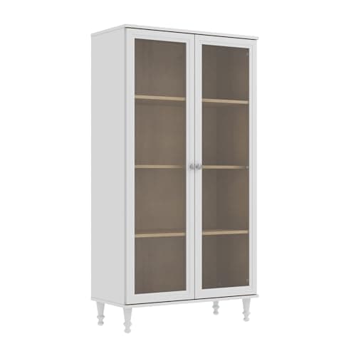 Cristaleira Estante Para Livros Ditália 2 Portas Vidro E-957 Cor:branco