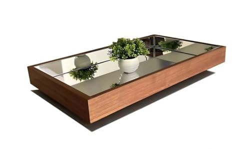 Bandeja Espelhada Decorativa Mesa Bar Aparador Taças Bebidas Decoração (Madeira laminado)