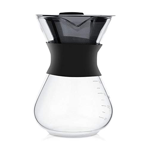 Cafeteira manual de gotejamento manual, pote de vidro borossilicato com filtro de aço inoxidável, linha de escala para derramamento preciso, capacidade de 400 ml
