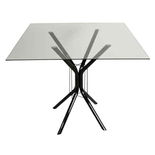Mesa De Jantar Ana Tamanhos de 70x80x90cm Tampo Redondo ou Quadrado Vidro Temperado 6mm (Tampo Quadrado Preto, 80cm)