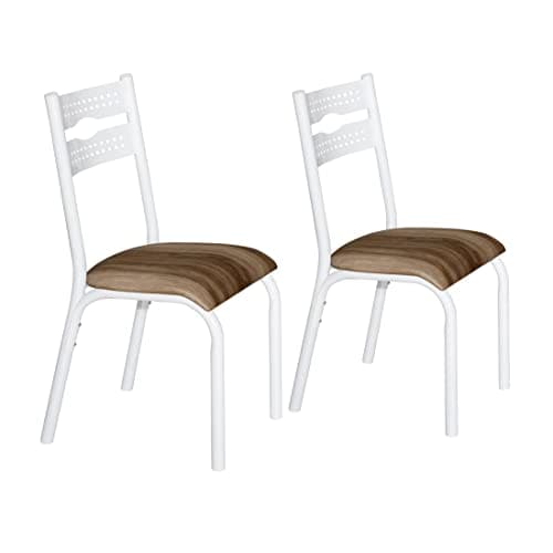 CONJUNTO DE 2 CADEIRAS COZINHA SALA JANTAR CIPLAFE LUNA TUBO BRANCO ASSENTO ESTOFADO