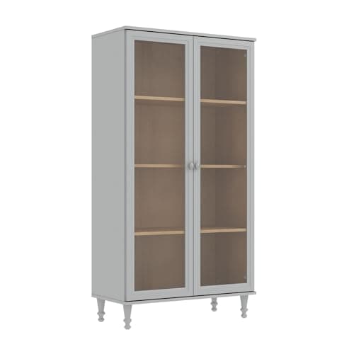 Cristaleira Estante Para Livros Ditália 2 Portas Vidro E-957 Cor:cinza