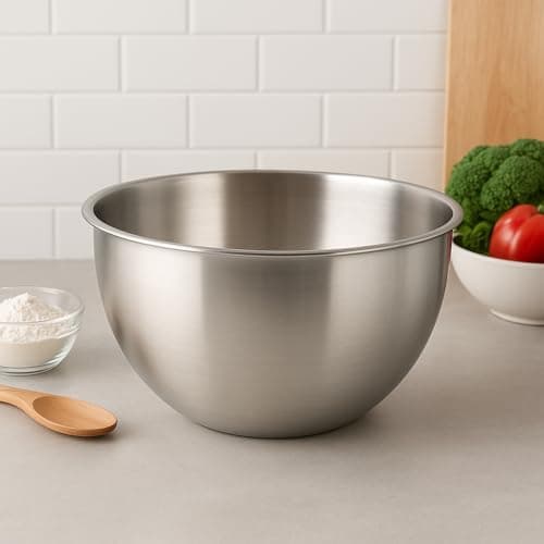 Tigela Inox Bowl Multiuso Profissional | Bacia para Misturas de Bolo | Utensílio de Cozinha em Aço Inoxidável Durável Resistente | Receitas Salada e Confeitaria Tamanhos 22/26/28/30 cm (22 cm)