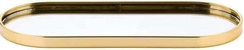 Bandeja Decorativa com Espelho Multiuso Oval Espelhada Decoração Sala Mesa Premium