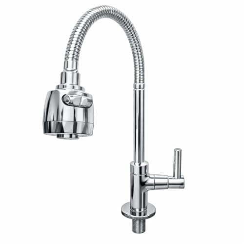 Torneira Gourmet para Cozinha com Mangueira Flexível 360°, Cromada, 1/4 de Volta, Dois Jatos