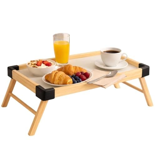Bandeja para Café da Manhã na Cama Dobrável de Madeira Mesa Infantil Multiuso Portátil Bandeja para Servir Refeições Mesa para Notebook Fácil de Armazenar Uso Prático Premium