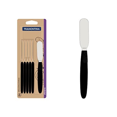 Conjunto De Espátulas Para Manteiga Tramontina Ipanema Com Lâminas Em Aço Inox E Cabos De Polipropileno Preto 6 Peças