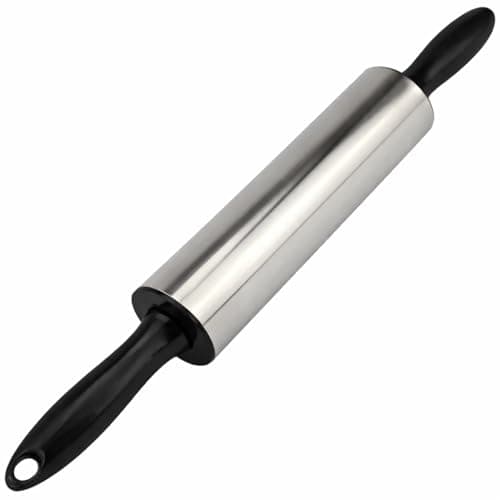 Rolo para Abrir Massas Aço Inox Antiaderente Giratorio para Pizza Pao Pastel Macarrao e Confeitaria 37cm (Preto)