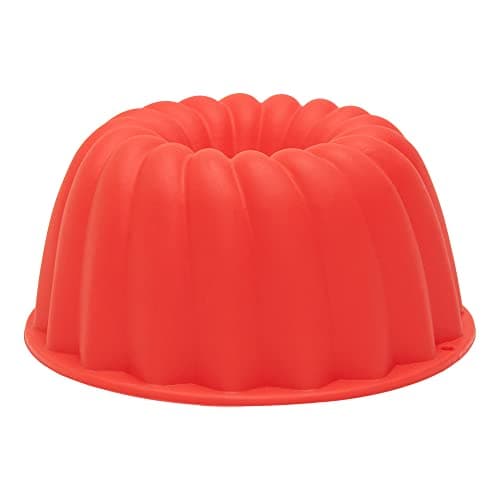 Mimo Style Forma de Silicone Vermelha de Assar Para Pudim, Pode ser Usada para Flan, Bolo, Pastas, Cremes - Antiaderente com 10cm de Diâmetro e Capacidade de 240 ml Flexivel e Resistente