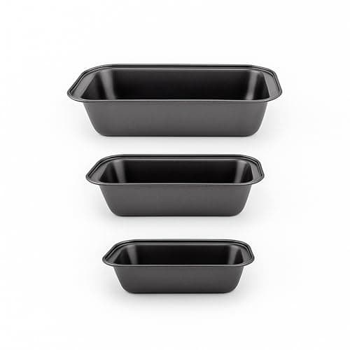 Kit 3 Formas Antiaderentes para Assar Pão, Forma de Pao, Forma para Pao, Ideal para Pães e Bolo, Fácil de Desenformar e Limpar (Preto)