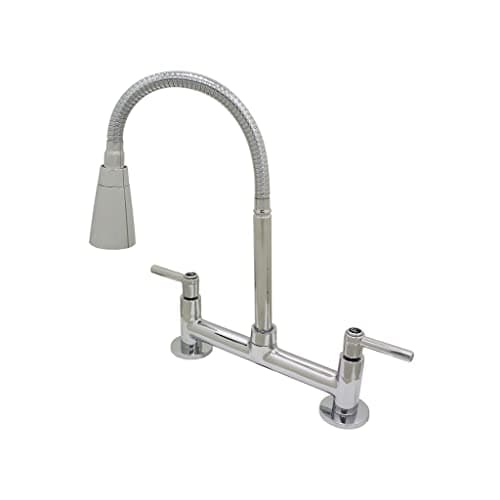 Torneira Misturador Cozinha Gourmet Mesa Bica Flexível Cromada Duplo Jato 1/4 de Volta Água Quente e Fria